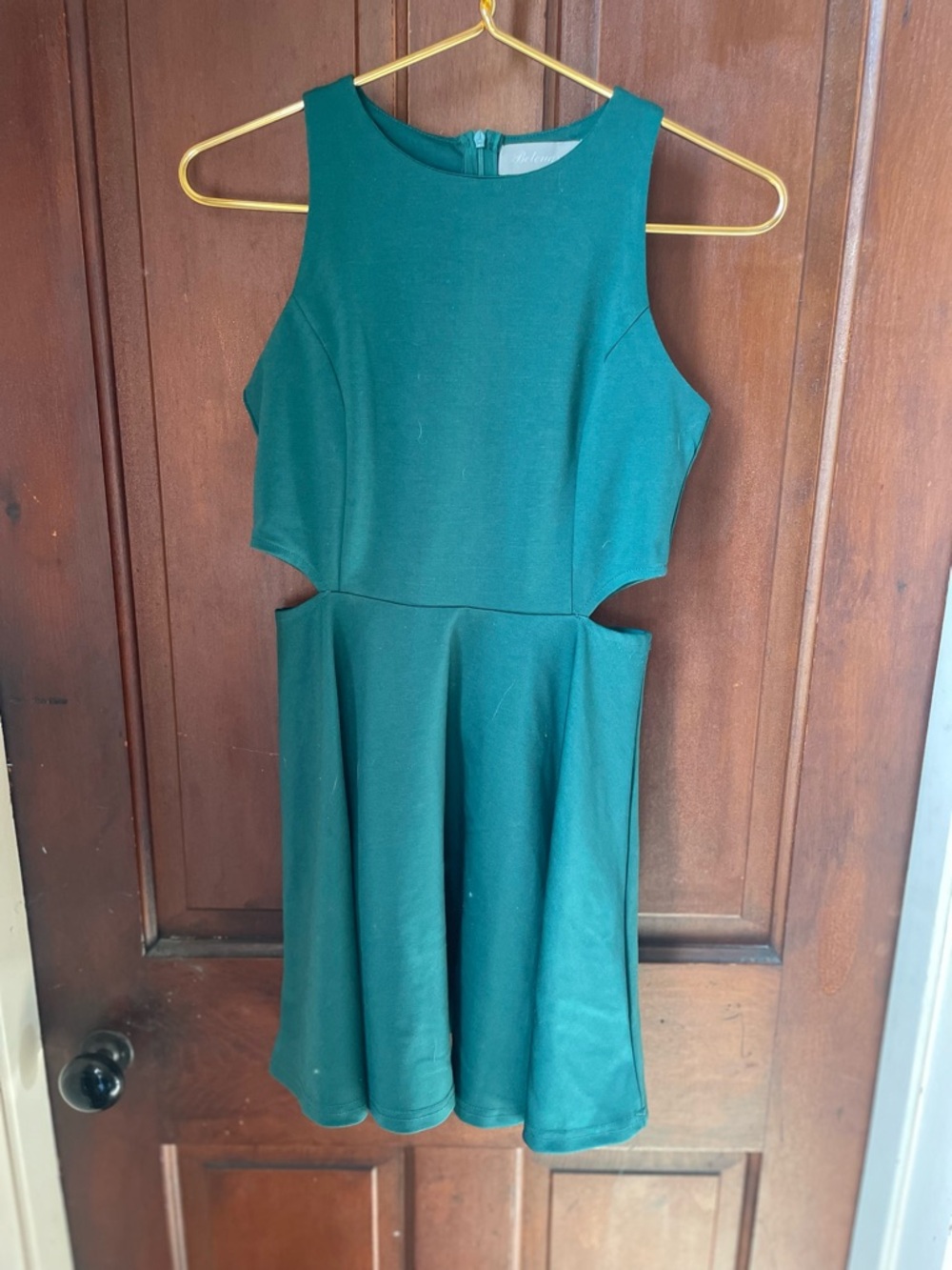 Belongsci women's small sleeveless green dress with side cutouts - Picture 2 of 6